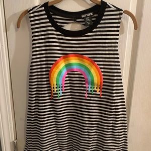 Black & White Striped Melting Rainbow Tank Top